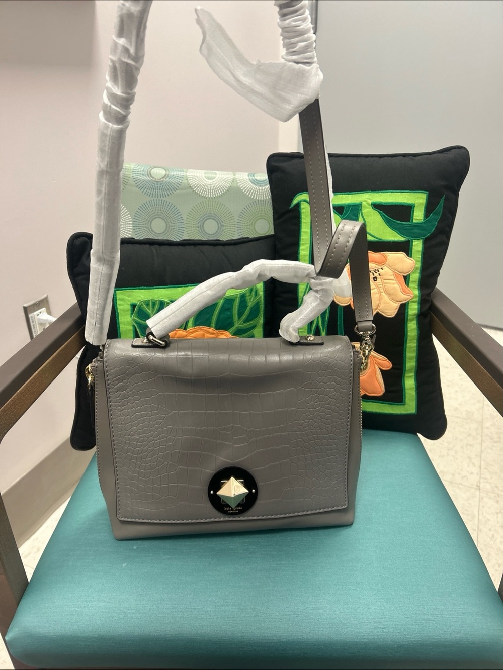 Gray Croc-Embossed Kate Spade Bag